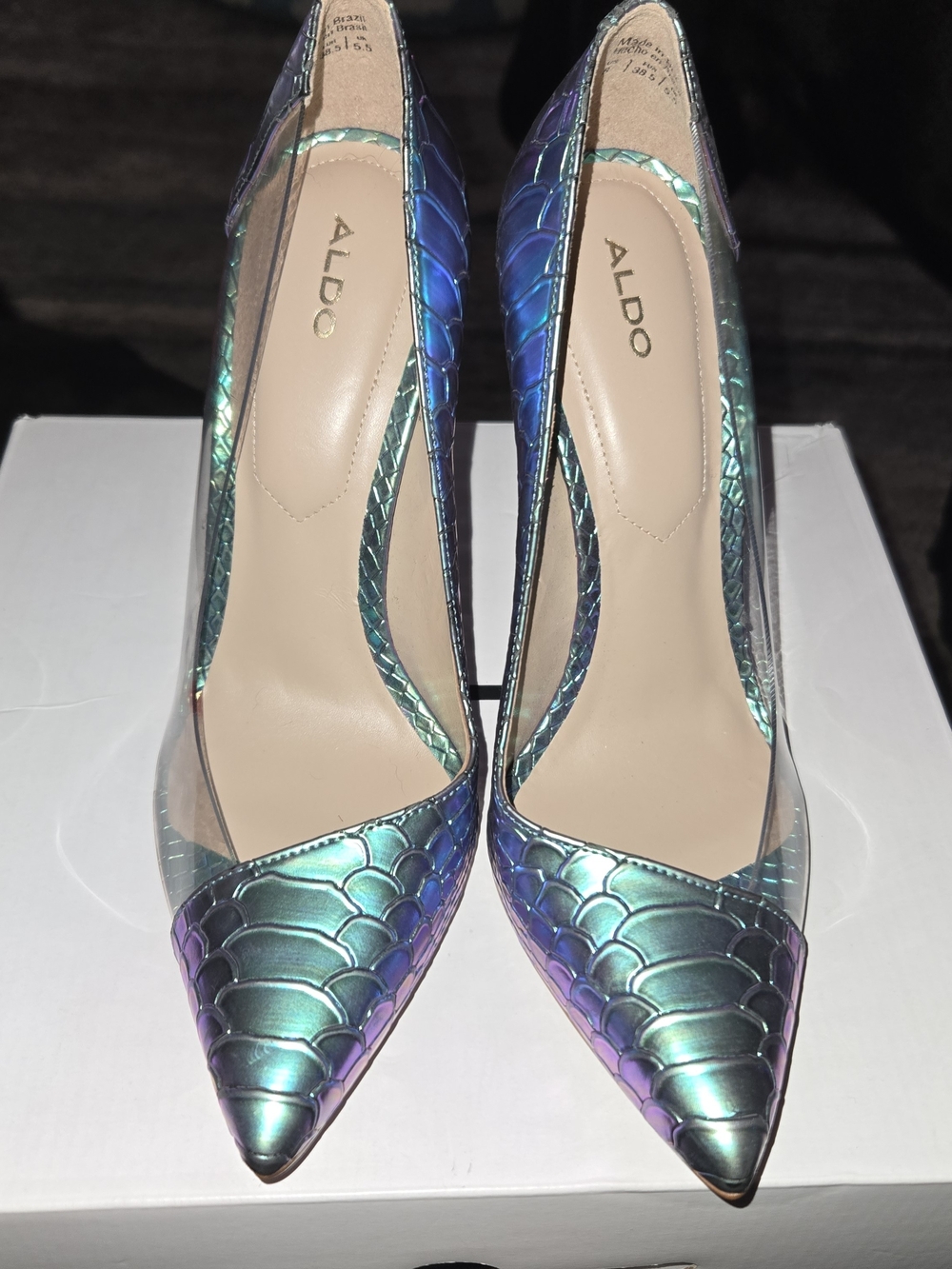 ALDO Women's Iridescent Mermaid-Scale Pointed Toe Pumps - Teal/Purple